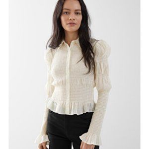 NWT & Other Stories Cream Fitted Smocked Shirt